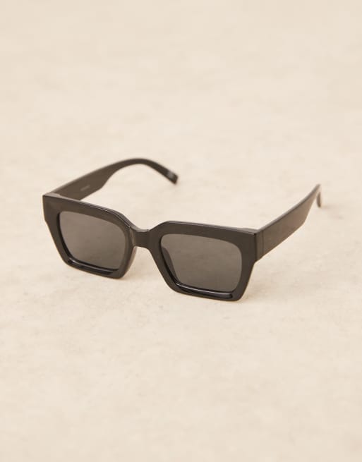 ASOS DESIGN bevel square sunglasses in black, 2 of 3