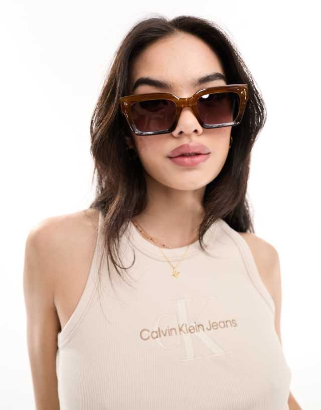 ASOS DESIGN - bevel square sunglasses in crystal brown