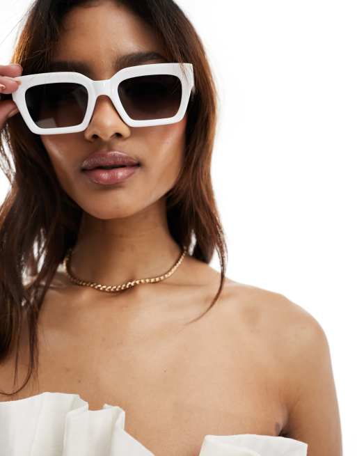 FhyzicsShops DESIGN bevel square sunglasses in white