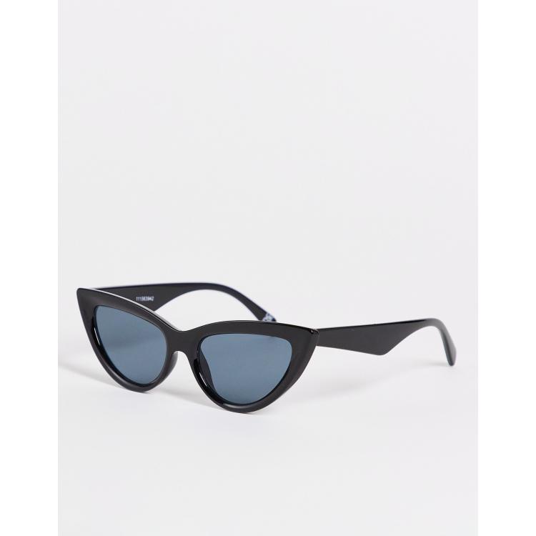 ASOS DESIGN square beveled cat eye sunglasses in shiny black