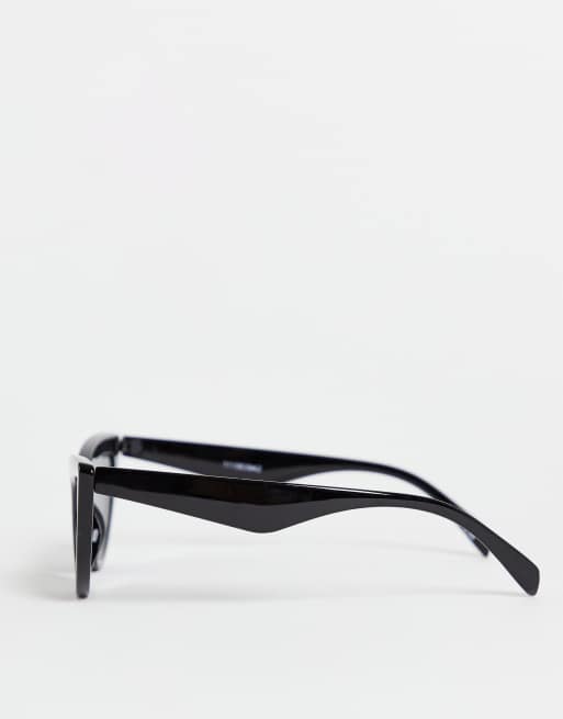 ASOS DESIGN beveled cat eye sunglasses in shiny black, 4 of 4