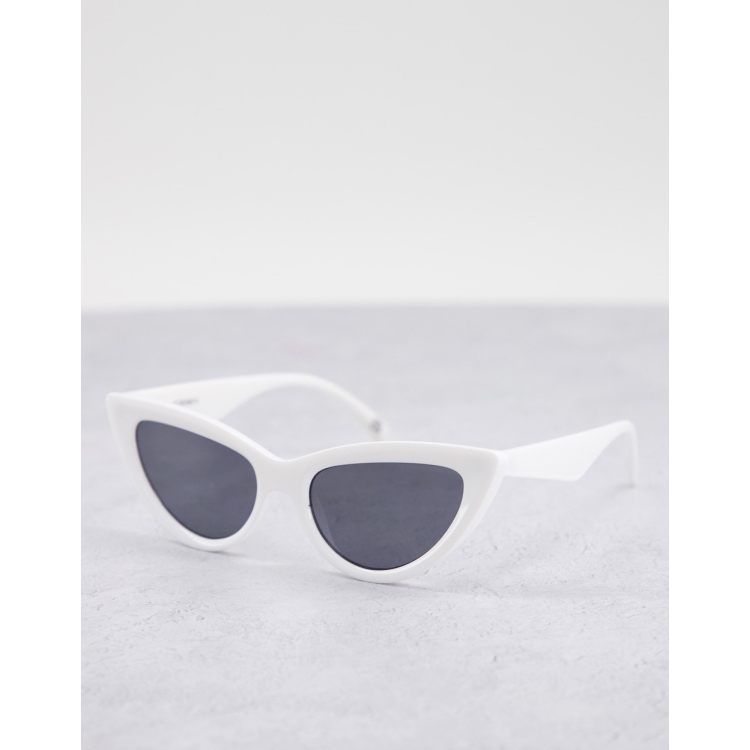 ASOS DESIGN square beveled cat eye sunglasses in shiny black