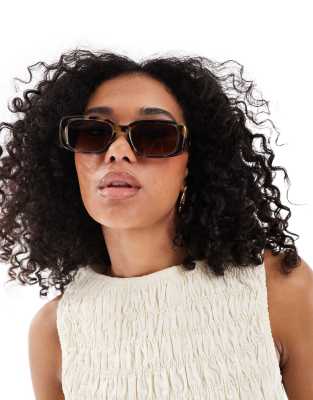 beveled mid square sunglasses in milky tort-Brown