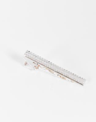ASOS DESIGN PARTY BEVELED TIE BAR IN SILVER TONE