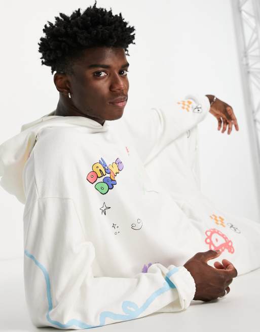 ASOS DESIGN – Beżowa bluza oversize z kapturem i nadrukiem – część zestawu