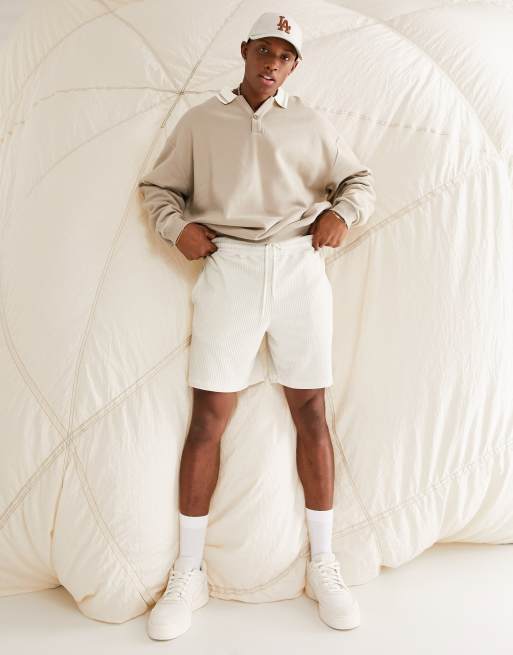 ASOS DESIGN – Beżowa bluza polo oversize w stylu rugby z lamówką, 2 z 4