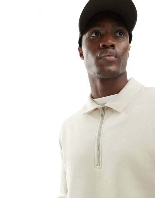 ASOS DESIGN – Beżowa bluza polo z zamkiem pod szyją, 2 z 4