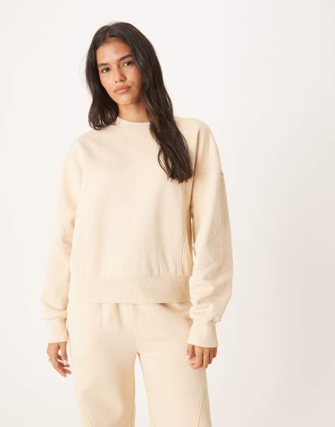 ASOS DESIGN seam detail sweatshirt co-ord in buttermilk