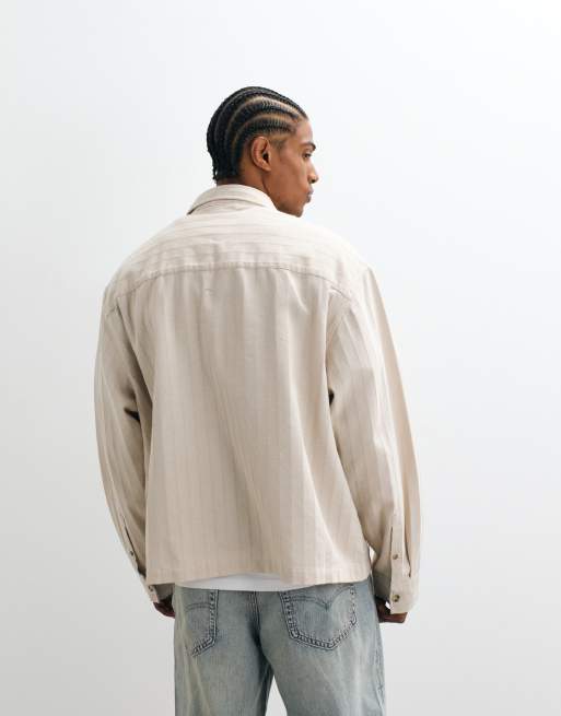 ASOS DESIGN – Beżowa fakturowana koszula oversize o pudełkowym kroju, 5 z 5