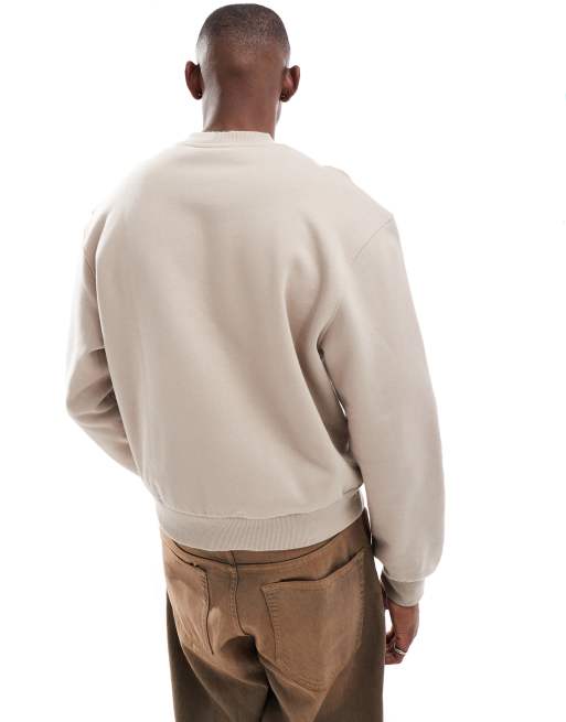 ASOS DESIGN – Beżowa gruba bluza premium o pudełkowym kroju oversize, 4 z 4
