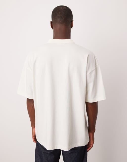 ASOS DESIGN – Beżowa gruba koszulka polo z nadrukiem, 4 z 4