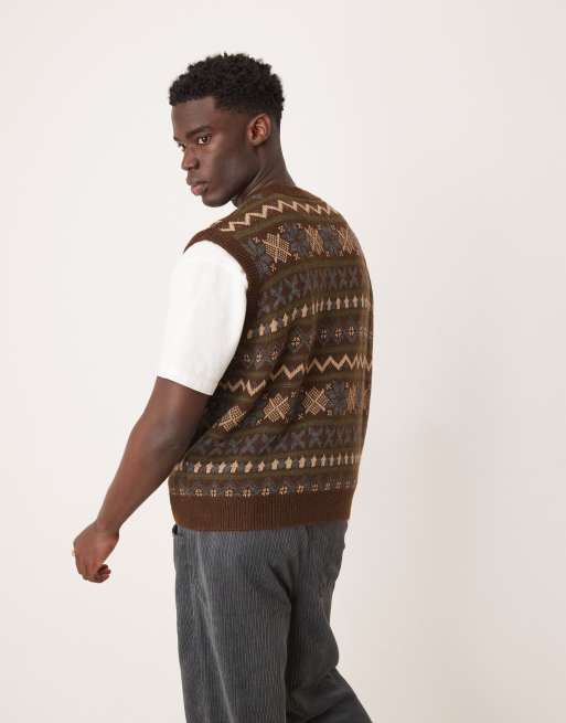 ASOS DESIGN – Beżowa kamizelka o kroju pudełkowym oversize ze wzorem, 2 z 4