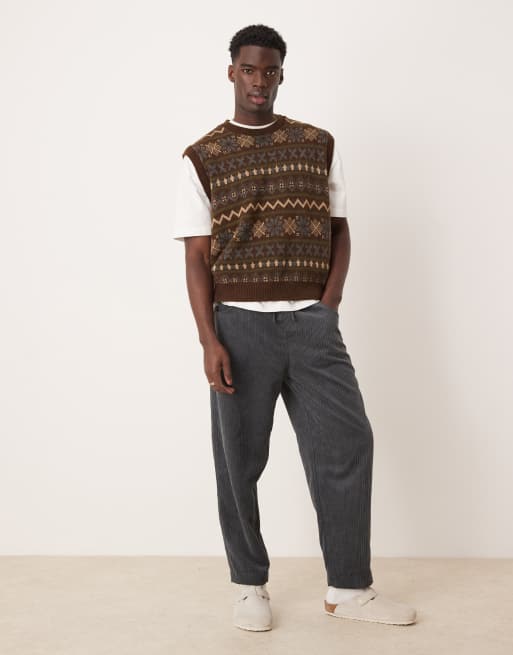ASOS DESIGN – Beżowa kamizelka o kroju pudełkowym oversize ze wzorem, 3 z 4