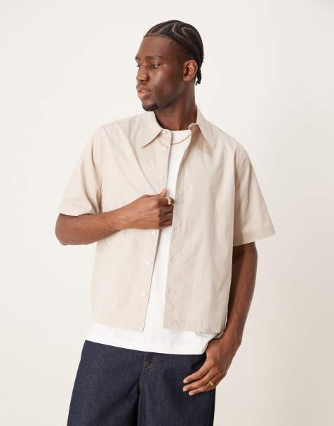 ASOS Design relaxed boxy shirt in beige