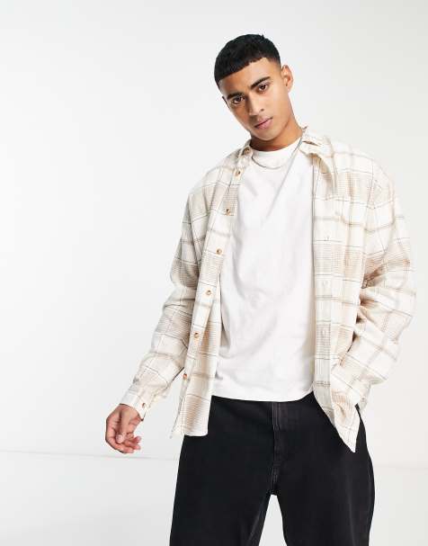 ASOS DESIGN – Beżowa koszula oversize w kratę w stylu lat 90. - view 1