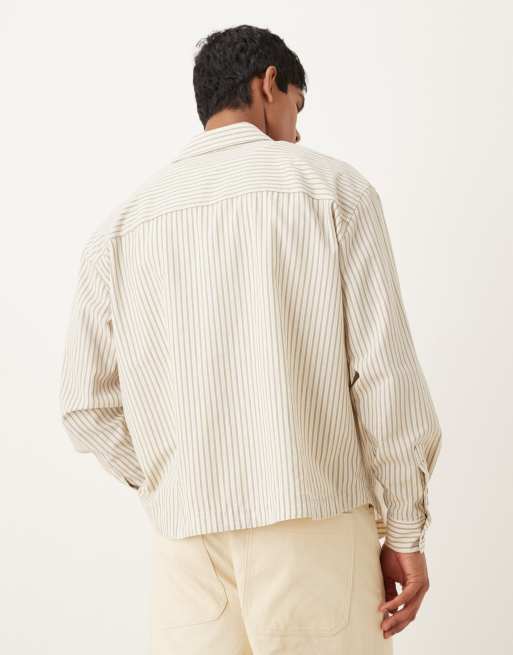 ASOS DESIGN – Beżowa koszula oversize w paski, 3 z 5
