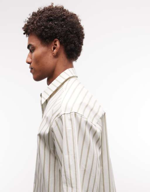 ASOS DESIGN – Beżowa koszula oversize w paski, 4 z 5