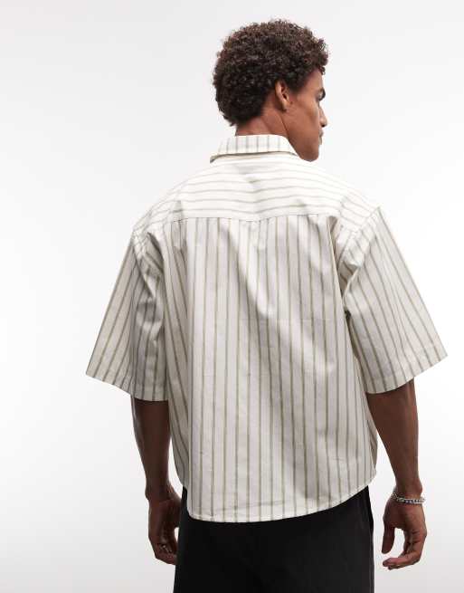 ASOS DESIGN – Beżowa koszula oversize w paski, 5 z 5