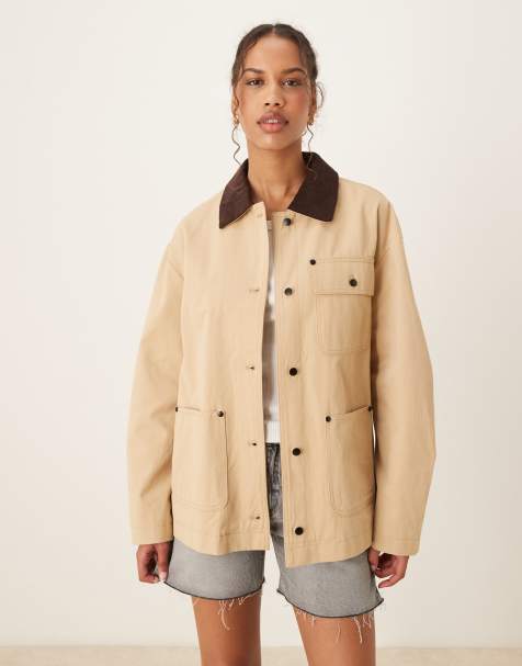 ASOS DESIGN – Beżowa kurtka ze sztruksowym kołnierzykiem - view 1