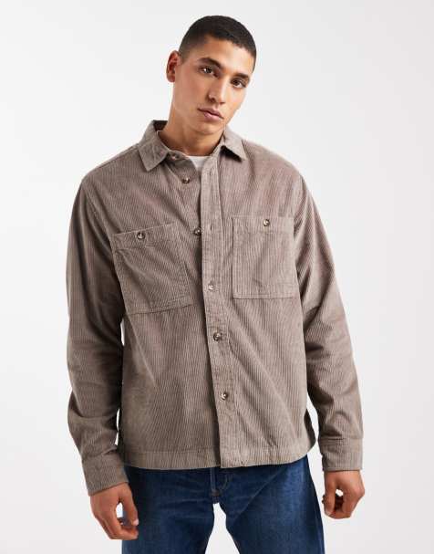 ASOS DESIGN cord overshirt in beige