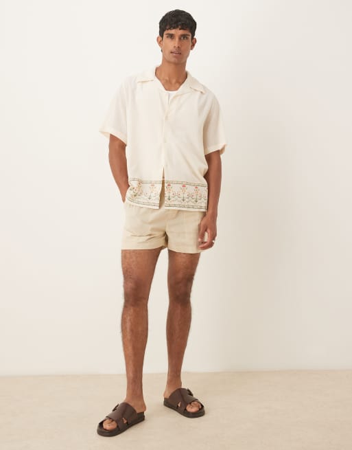 ASOS DESIGN – Beżowa teksturowana koszula o luźnym kroju ze wzorem, 2 z 5