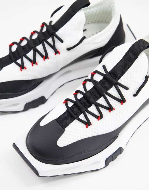 ASOS DESIGN – Beżowe buty sportowe z dzianiny na grubej podeszwie technicznej, 3 z 4