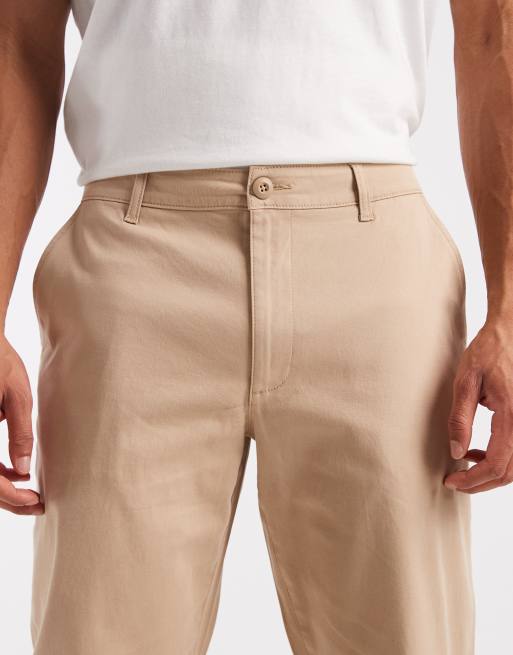 ASOS DESIGN – Beżowe chinosy o prostym kroju z efektem sprania, 4 z 5