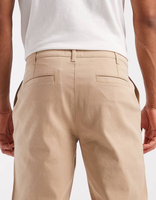 ASOS DESIGN – Beżowe chinosy o prostym kroju z efektem sprania, 5 z 5