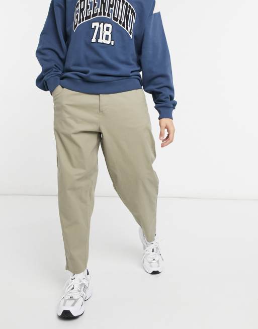 ASOS DESIGN – Beżowe chinosy oversize ze zwężanymi nogawkami