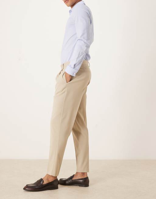 ASOS DESIGN – Beżowe eleganckie chinosy ze zwężanymi nogawkami, 3 z 5