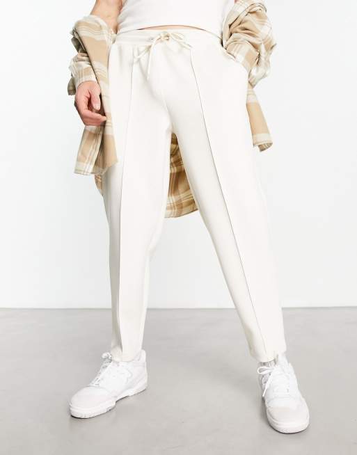 ASOS DESIGN – Beżowe, eleganckie joggersy ze zwężanymi nogawkami, z materiału typu nurek