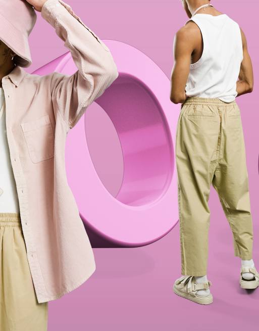 ASOS DESIGN – Beżowe lekkie spodnie z obniżonym krokiem, 3 z 4