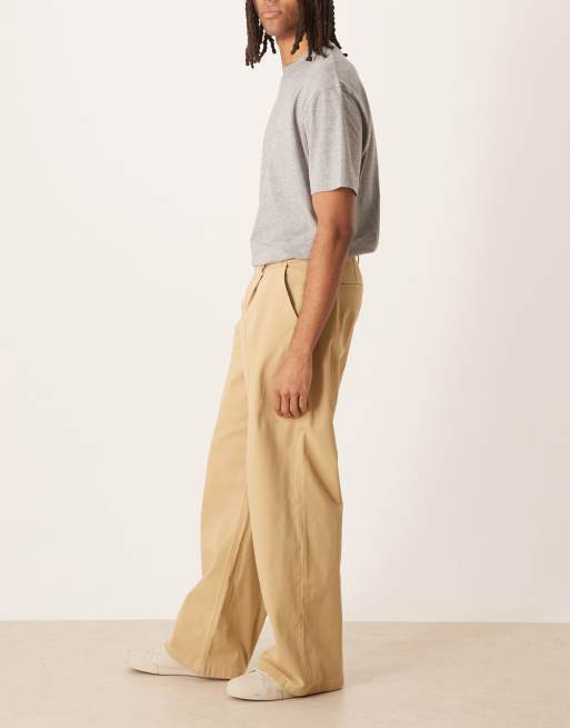 ASOS DESIGN – Beżowe luźne chinosy z zakładkami, 3 z 5