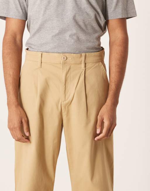 ASOS DESIGN – Beżowe luźne chinosy z zakładkami, 4 z 5