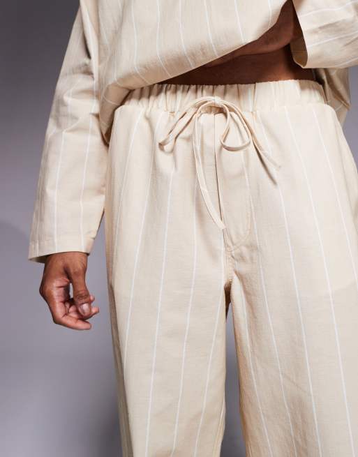 ASOS DESIGN – Beżowe spodnie baggy w paski, część zestawu, 3 z 5