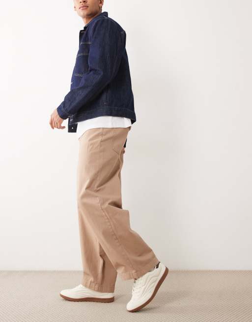 ASOS DESIGN – Beżowe spodnie barrel z efektem sprania w stylu vintage, 3 z 5