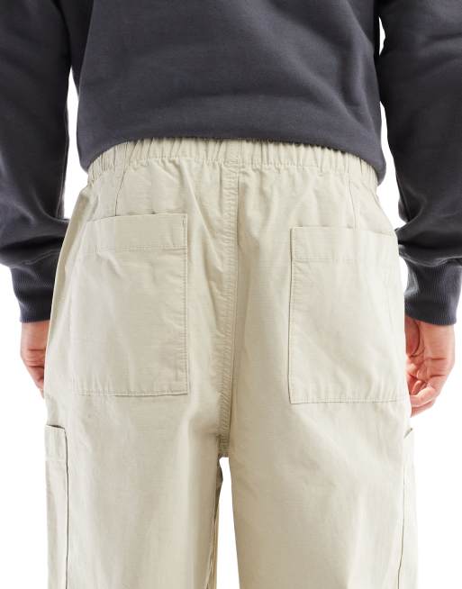 ASOS DESIGN – Beżowe spodnie bojówki baggy oversize z materiału ripstop, 5 z 5