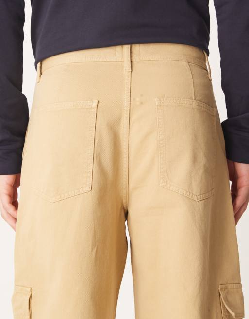 ASOS DESIGN – Beżowe spodnie bojówki o luźnym prostym kroju, 4 z 5