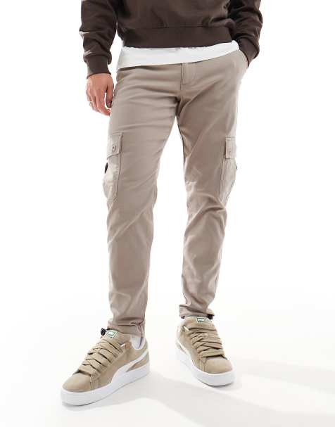 ASOS DESIGN tapered cargo trouser in beige