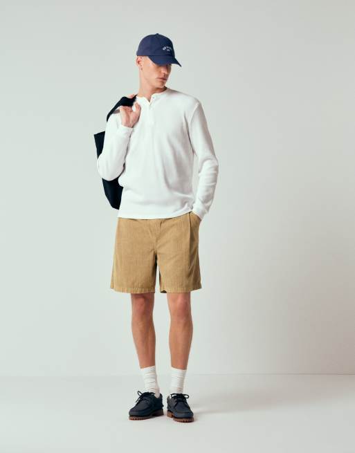 ASOS DESIGN – Beżowy fakturowany zestaw z kołnierzykiem kubańskim, 3 z 3