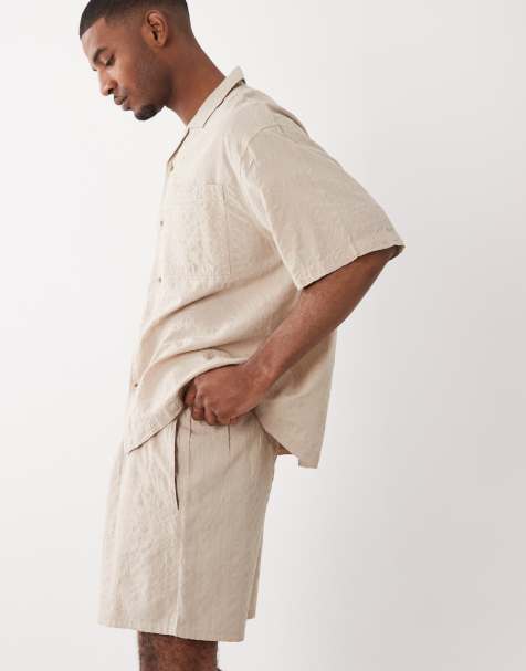 ASOS DESIGN – Beżowe średniej długości szorty z kory, część zestawu - view 1