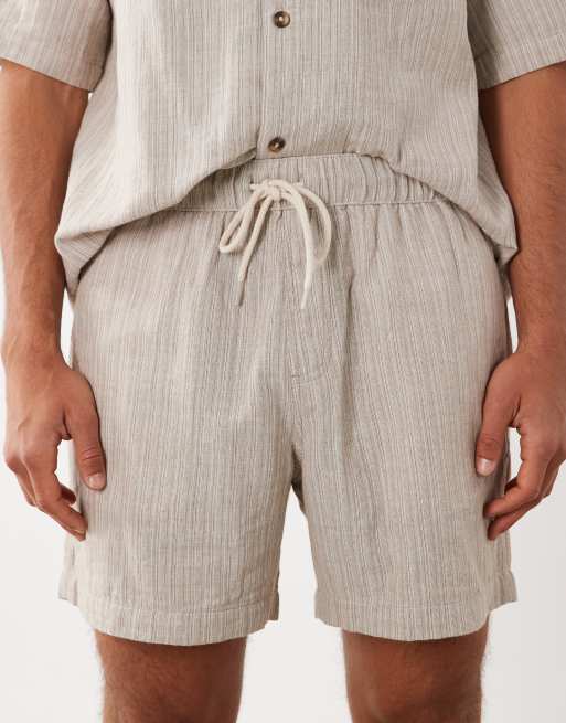 ASOS DESIGN – Beżowe szorty o waflowej fakturze w paski, 4 z 5