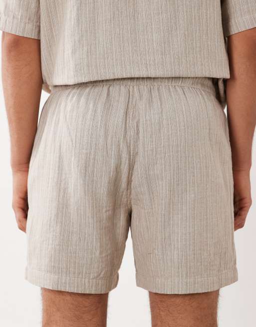ASOS DESIGN – Beżowe szorty o waflowej fakturze w paski, 5 z 5