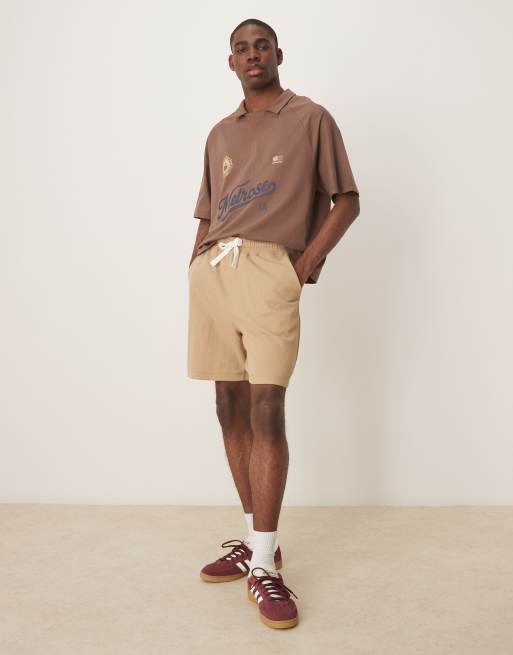 ASOS DESIGN – Beżowe szorty oversize o waflowej strukturze