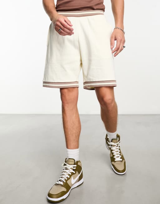 ASOS DESIGN – Beżowe szorty oversize z dżerseju z kontrastowym wykończeniem