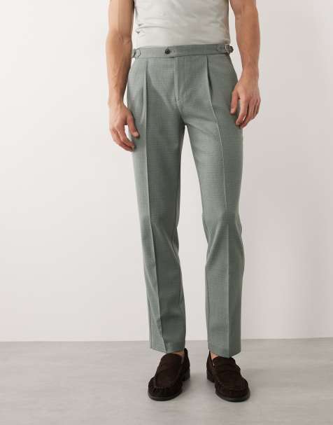 ASOS DESIGN – Beżowe tweedowe spodnie garniturowe o dopasowanym kroju z domieszką wełny - view 1
