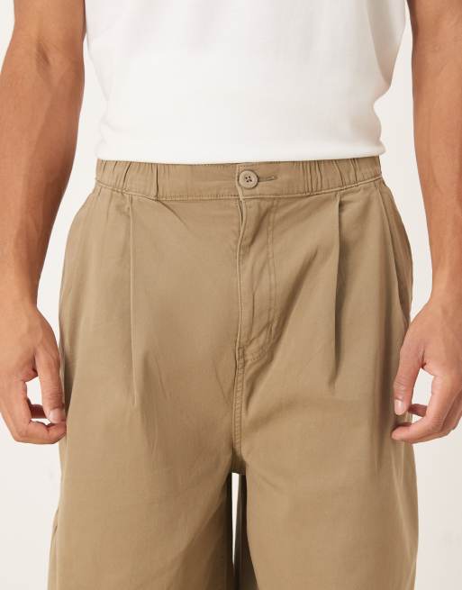 ASOS DESIGN – Beżowe wciągane spodnie baggy oversize z zakładkami, 5 z 5