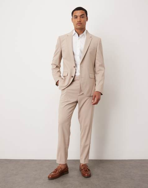 ASOS DESIGN tapered suit trousers in beige