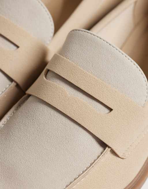 ASOS DESIGN – Beżowo-kremowe loafersy penny, 3 z 4