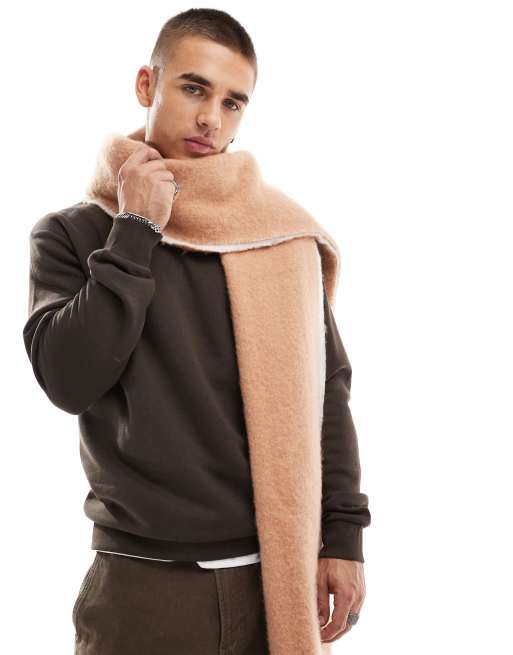 ASOS DESIGN – Beżowy duży szalik z puszystej dzianiny, 4 z 4